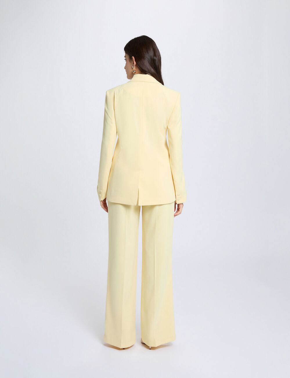 Chaqueta con cuello de sastre amarillo claro mujer