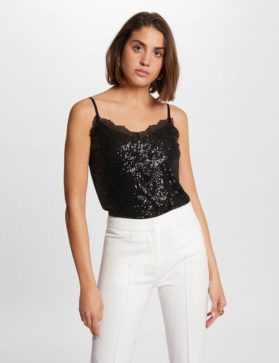 Top con tirantes finos negro mujer