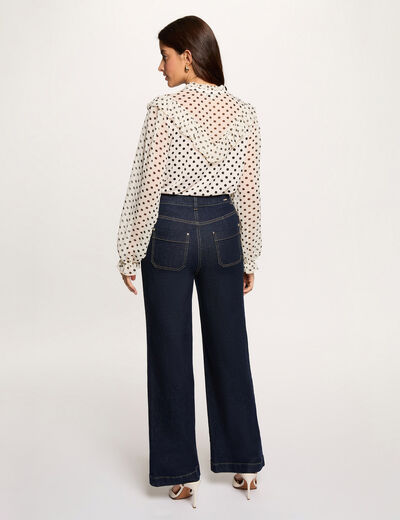Camiseta de gasa con cuello en v blanco mujer