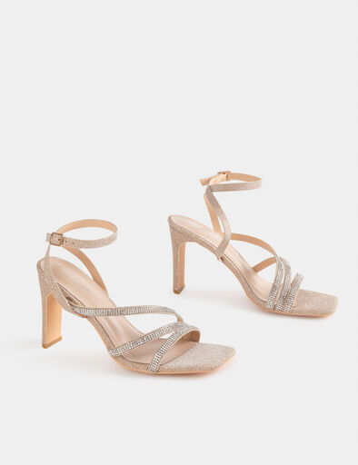 sandalias de tacon con lentejuelas arena mujer Sandalias de tacón con lentejuelas arena mujer