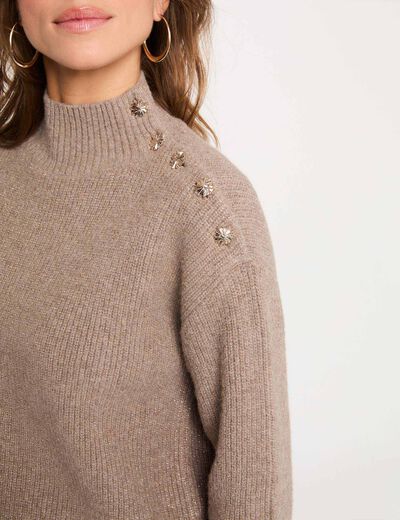 Jersey de cuello alto topo mujer