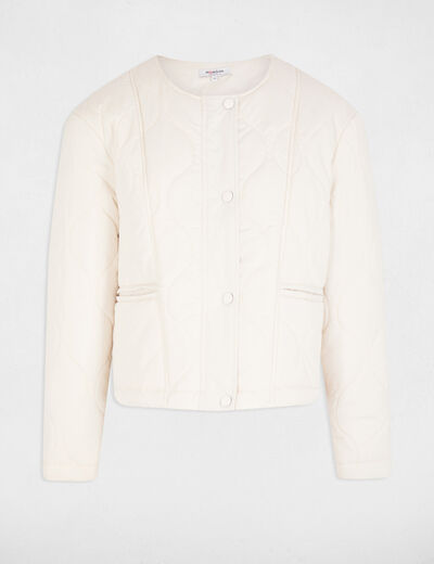 Chaqueta de plumón corta marfil mujer