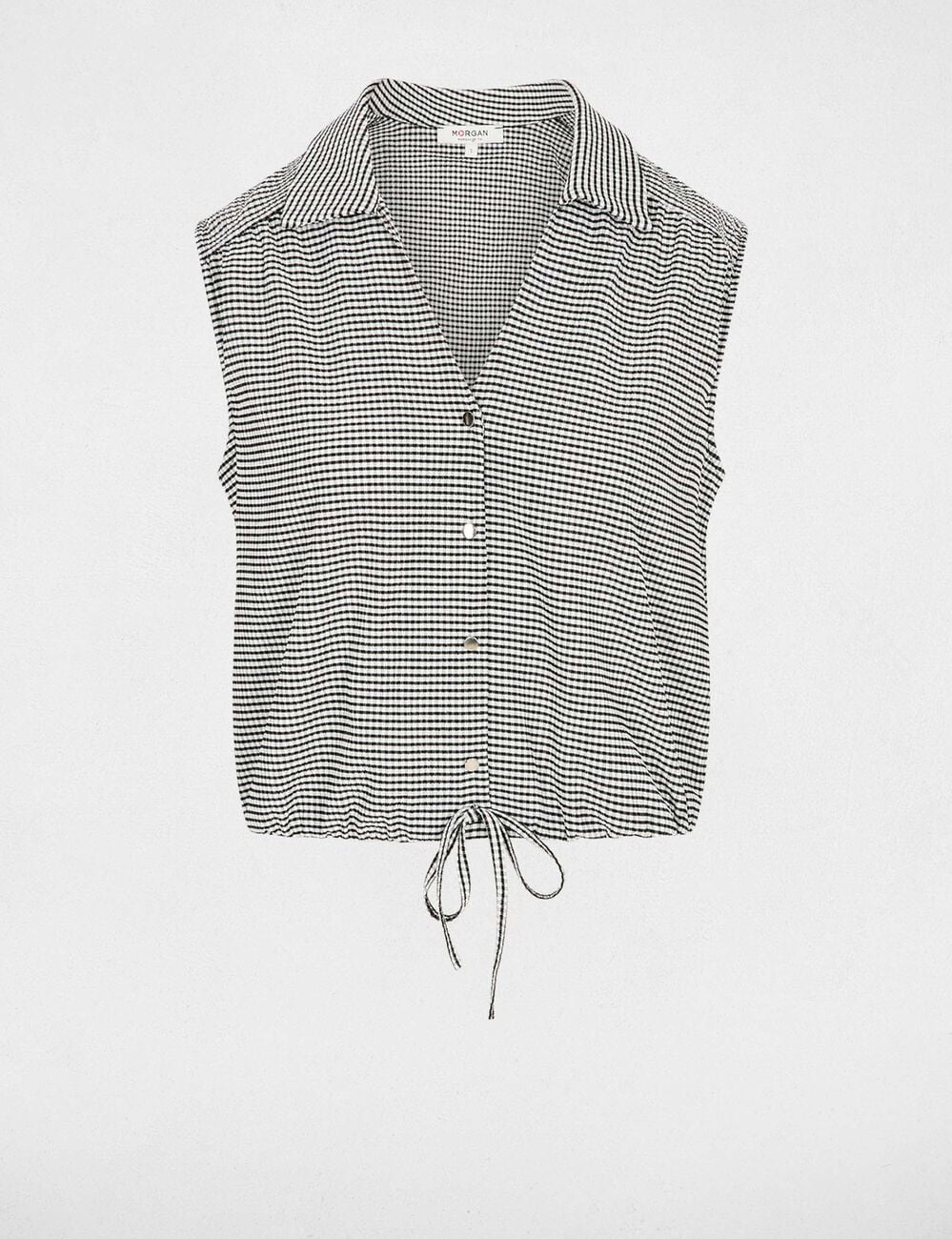 Camisa sin mangas anudada negro mujer