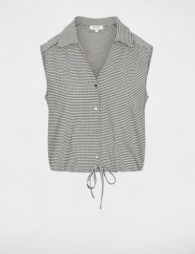 Camisa sin mangas anudada negro mujer