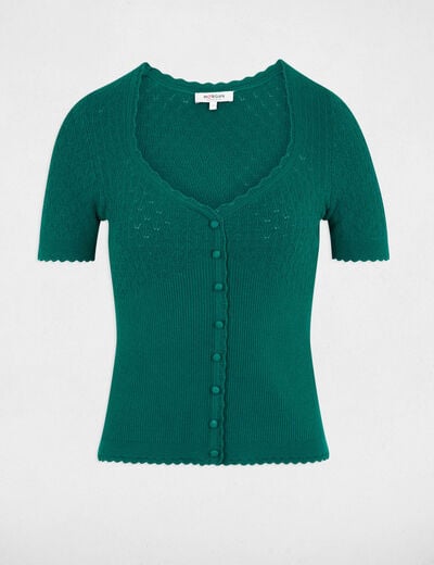Jersey ajustado con cuello en V verde mujer