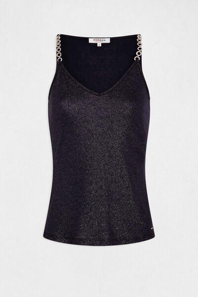 Top tirantes finos con cadenas azul marino mujer