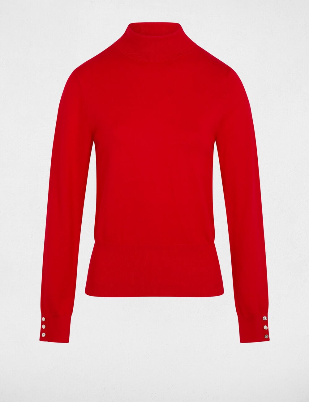 Jersey de cuello alto rojo mujer