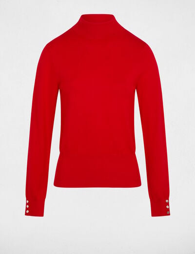 Jersey de cuello alto rojo mujer