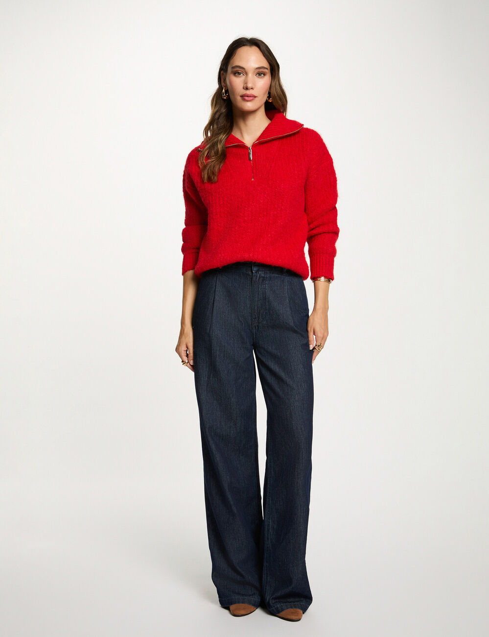 Jersey cuello camionero rojo mujer