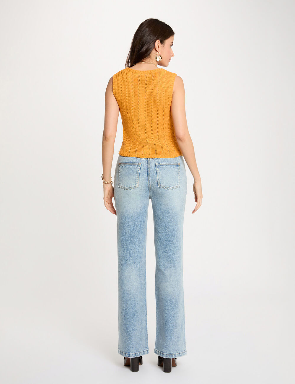 Chaleco ajustado sin mangas naranja oscuro mujer