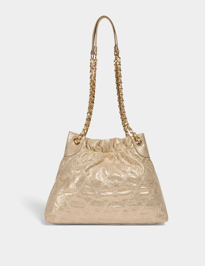 Bolso metalizado amarillo oro mujer