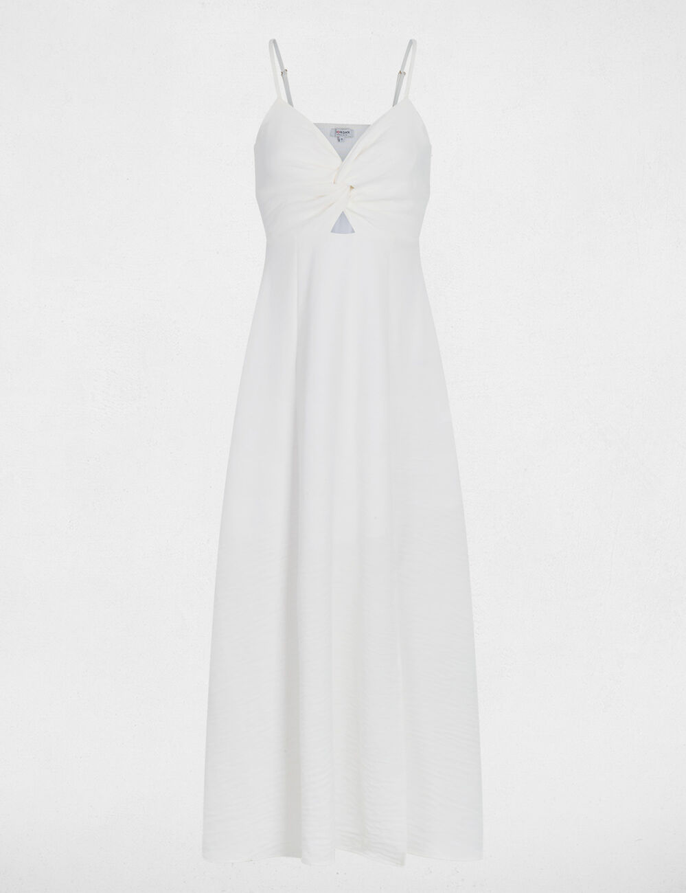 Vestido largo con cuello en V blanco mujer