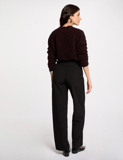 Pantalón recto con pinzas negro mujer