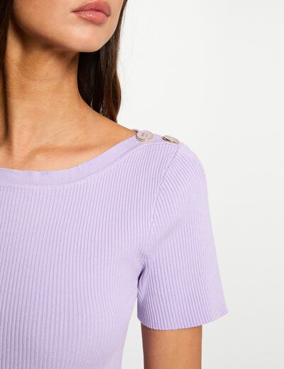 Jersey cuello barco y botones morado mujer