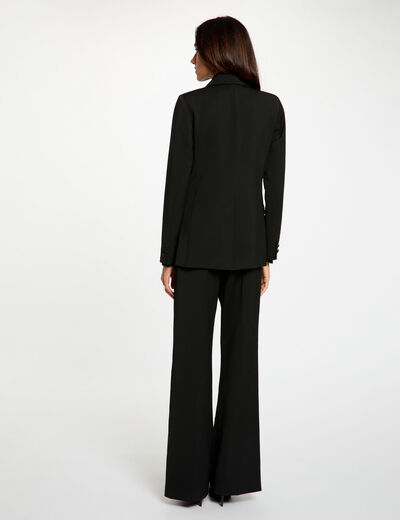 Chaqueta satinada con cuello sastre negro mujer