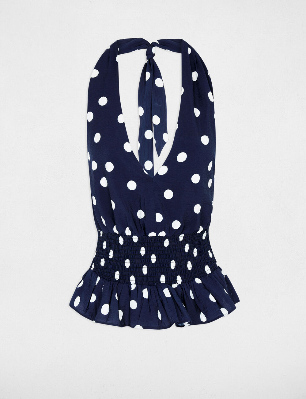 Top sin mangas cuello v azul marino mujer