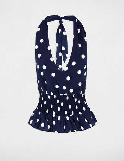Top sin mangas cuello v azul marino mujer