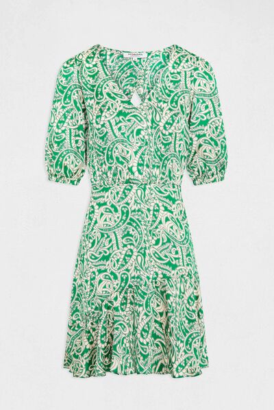 Vestido entallado de satén estampado multico mujer