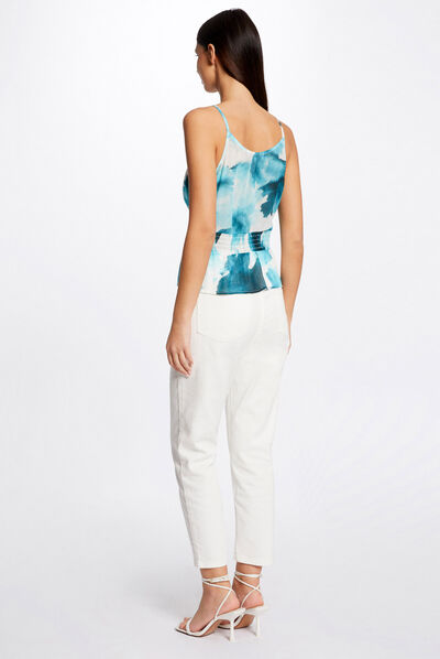 Blusa tirantes finos estampado abstracto multicolor mujer