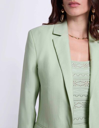 Chaqueta entallada con cuello sastre verde pastel mujer