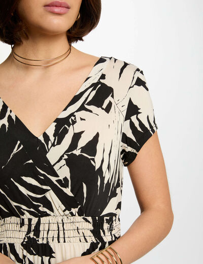Vestido largo recto estampado multicolor mujer