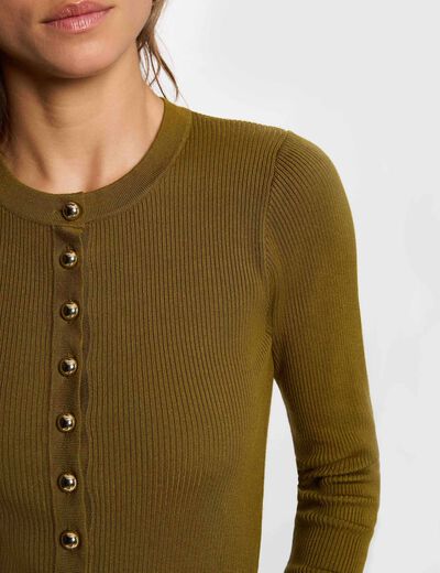 Jersey ajustado cuello redondo mujer