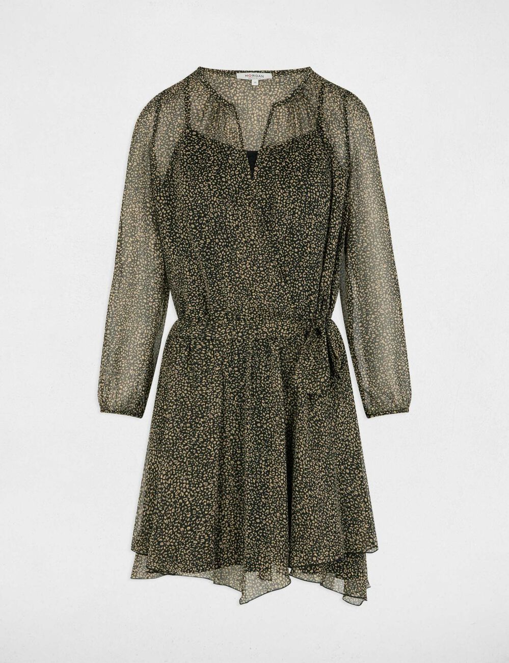 Vestido acampanado estampado multicolor mujer