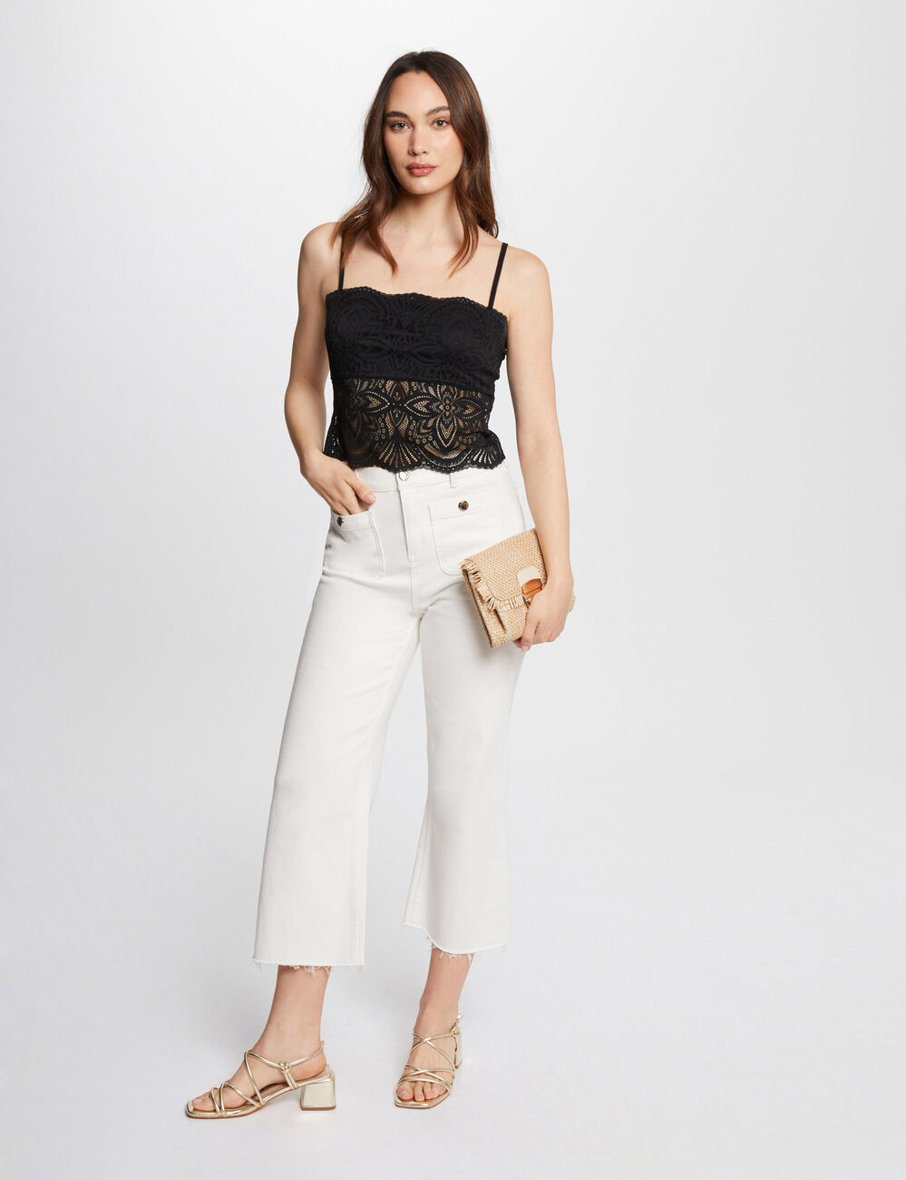 Top con tirantes finos negro mujer