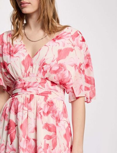 Vestido cruzado con mangas con volantes multicolor mujer