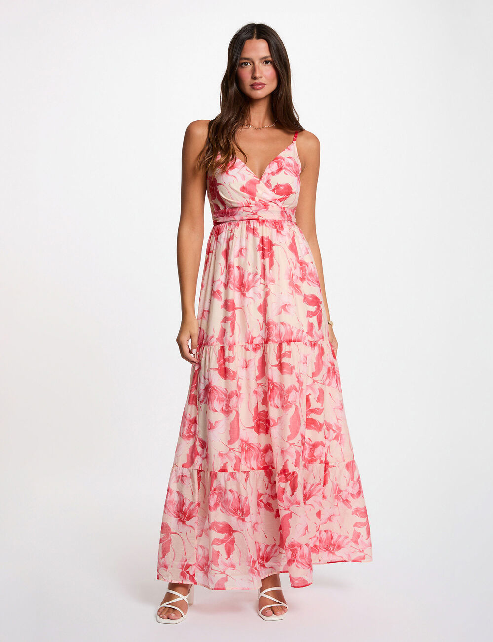 Vestido largo cruzado multicolor mujer