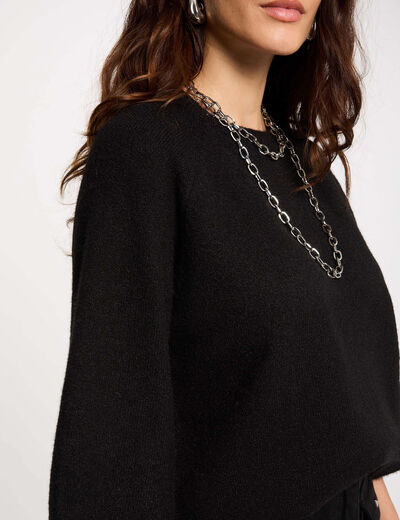 Jersey extragrande manga 3/4 negro mujer