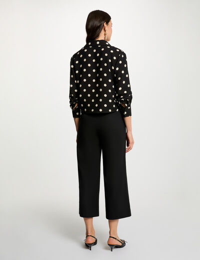Pantal&oacute;n ancho de tiro alto negro mujer
