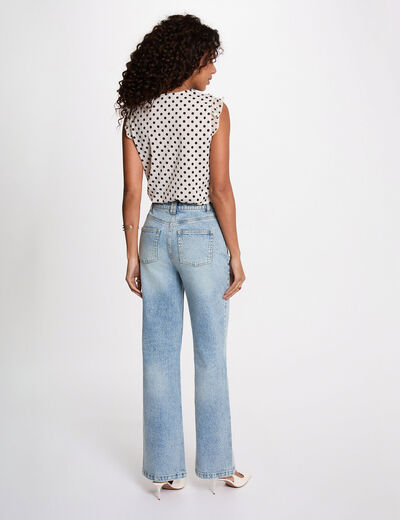 Camisa cuello v mangas cortas marfil mujer