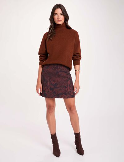Jersey de cuello alto marr&oacute;n mujer