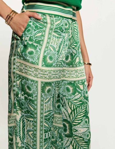 Pantal&oacute;n ancho de tiro alto multicolor mujer