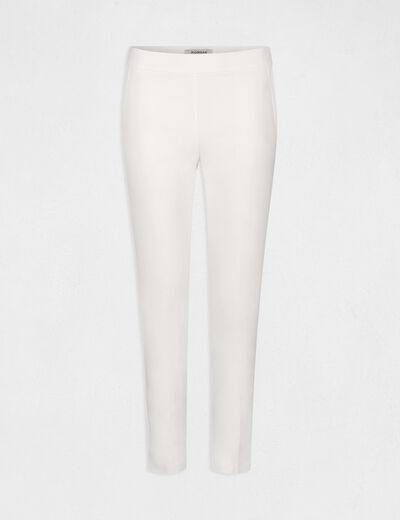 Pantalón cigarette estilo corto marfil mujer