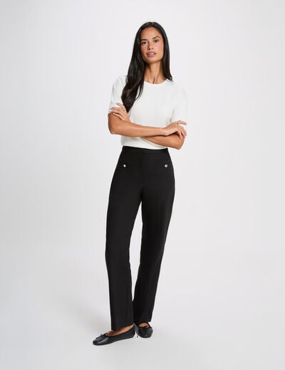 Pantal&oacute;n ancho de tiro alto negro mujer