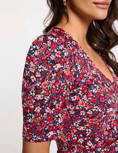 Camiseta ajustada cuello v multicolor mujer