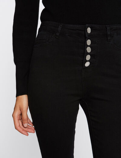 Vaquero skinny talle est&aacute;ndar abotonado negro mujer