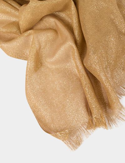 Fular hilos metalizados amarillo mostaza mujer