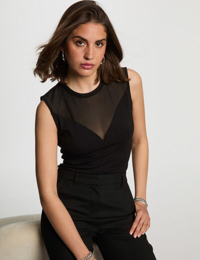 Top sin manga negro mujer