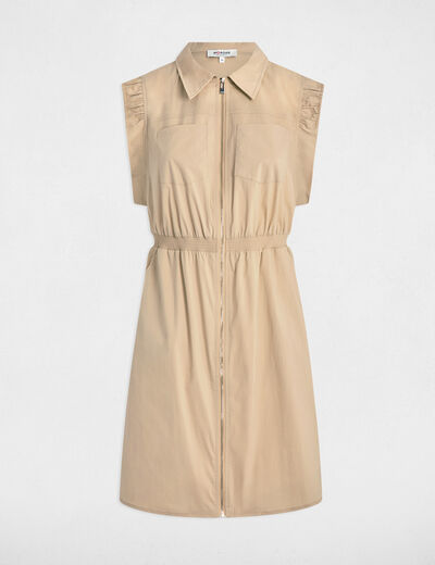 Vestido corto ajustado beige mujer