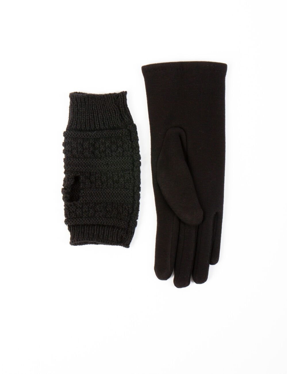 Guantes de punto con strass negro mujer
