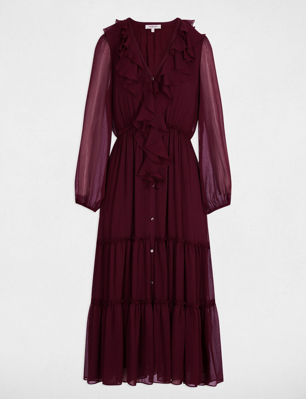 Vestido largo fluido ciruela mujer