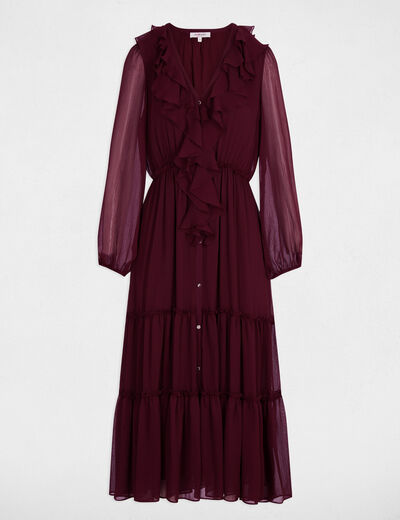 Vestido largo fluido ciruela mujer