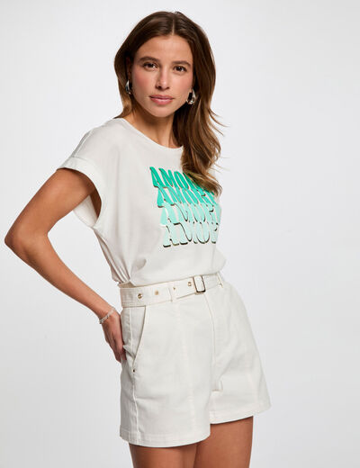 Camiseta con mensaje blanco mujer