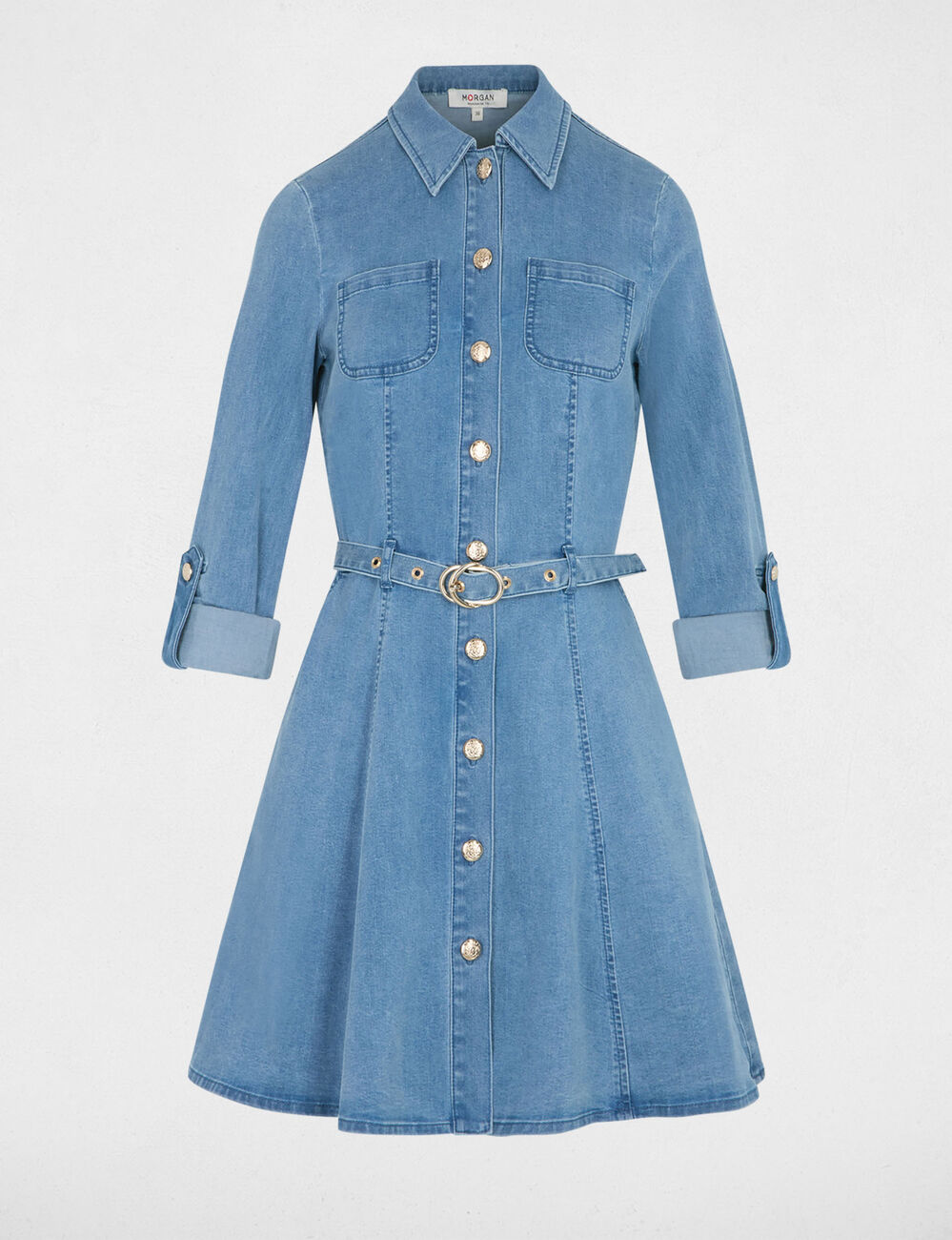 Vestido corto ajustado denim stone mujer