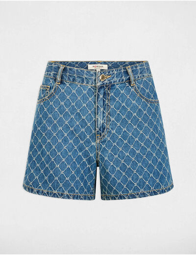 Short vaquero talle alto denim stone mujer