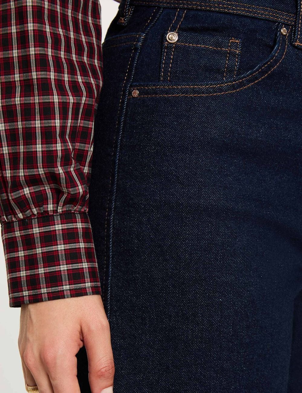 Vaqueros rectos de tiro alto denim crudo mujer