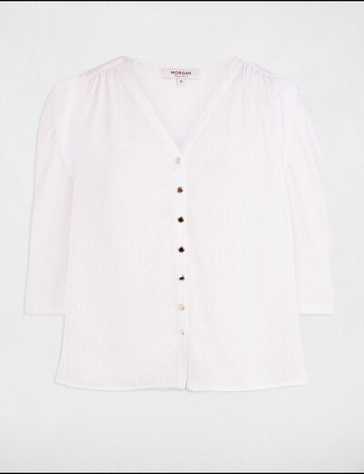 Camisa manga 3/4 blanco mujer